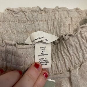 Beige Linen Blend Pants